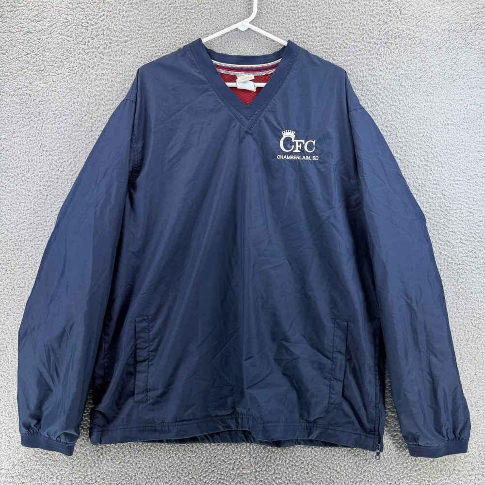 Vintage Nike Pullover Windbreaker Men's XXL Blue V-Neck Y2K 90s CFC Logo READ